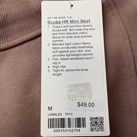 Lululemon Scuba High Rise Mini Skirt Size M Taupetastic Cotton Fleece Pull On - Picture 5 of 5